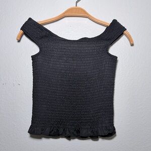 Wayf Black Textured Women's Blouse